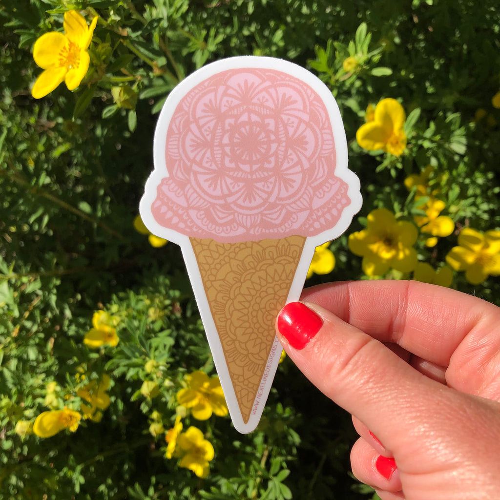 Ice Cream Cone Mandala Sticker