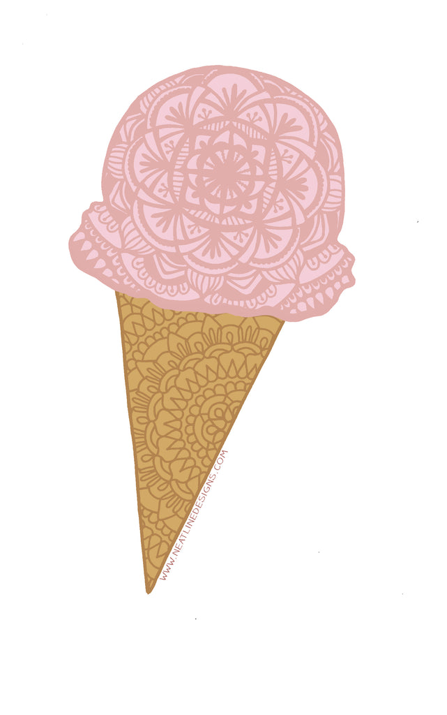 Ice Cream Cone Mandala Sticker