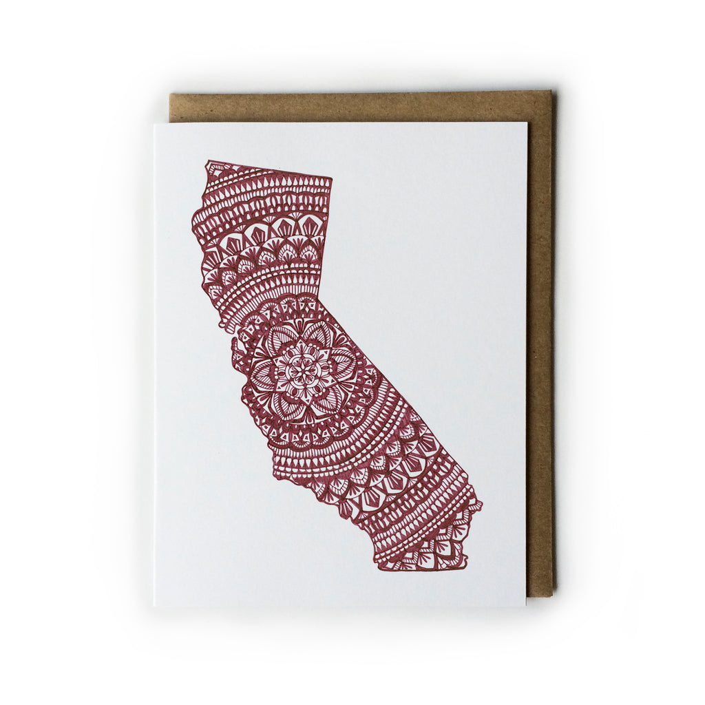 Maroon California Mandala Card