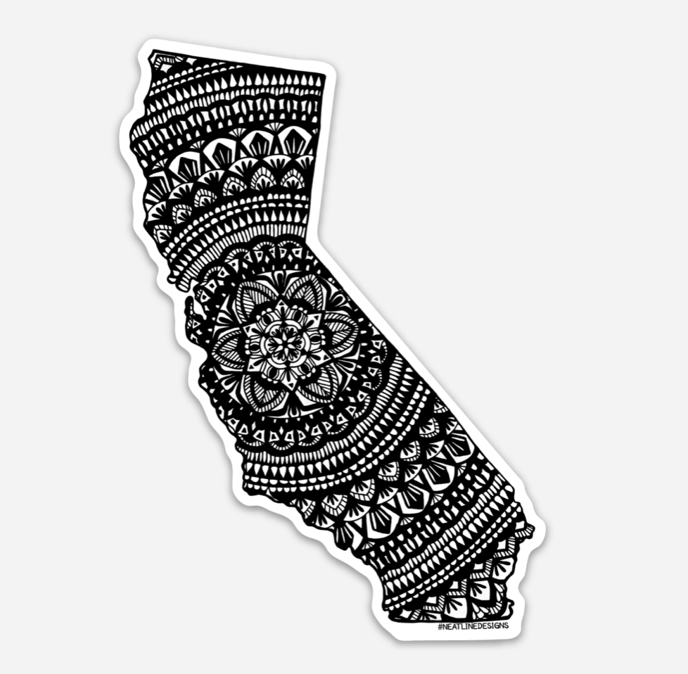 Black and White California Sticker
