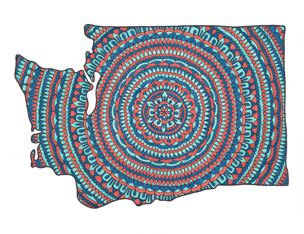 Multicolored Washington State Mandala Art
