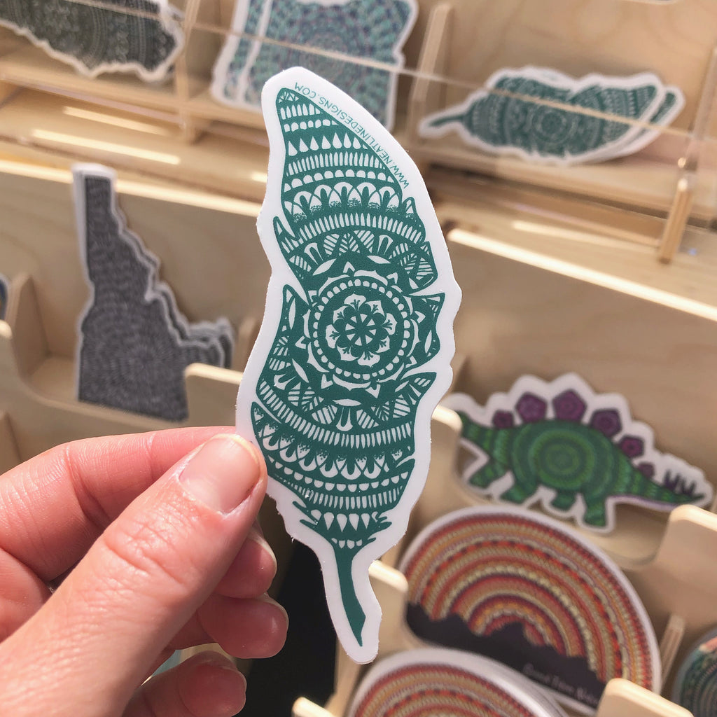 Teal Mandala Feather
