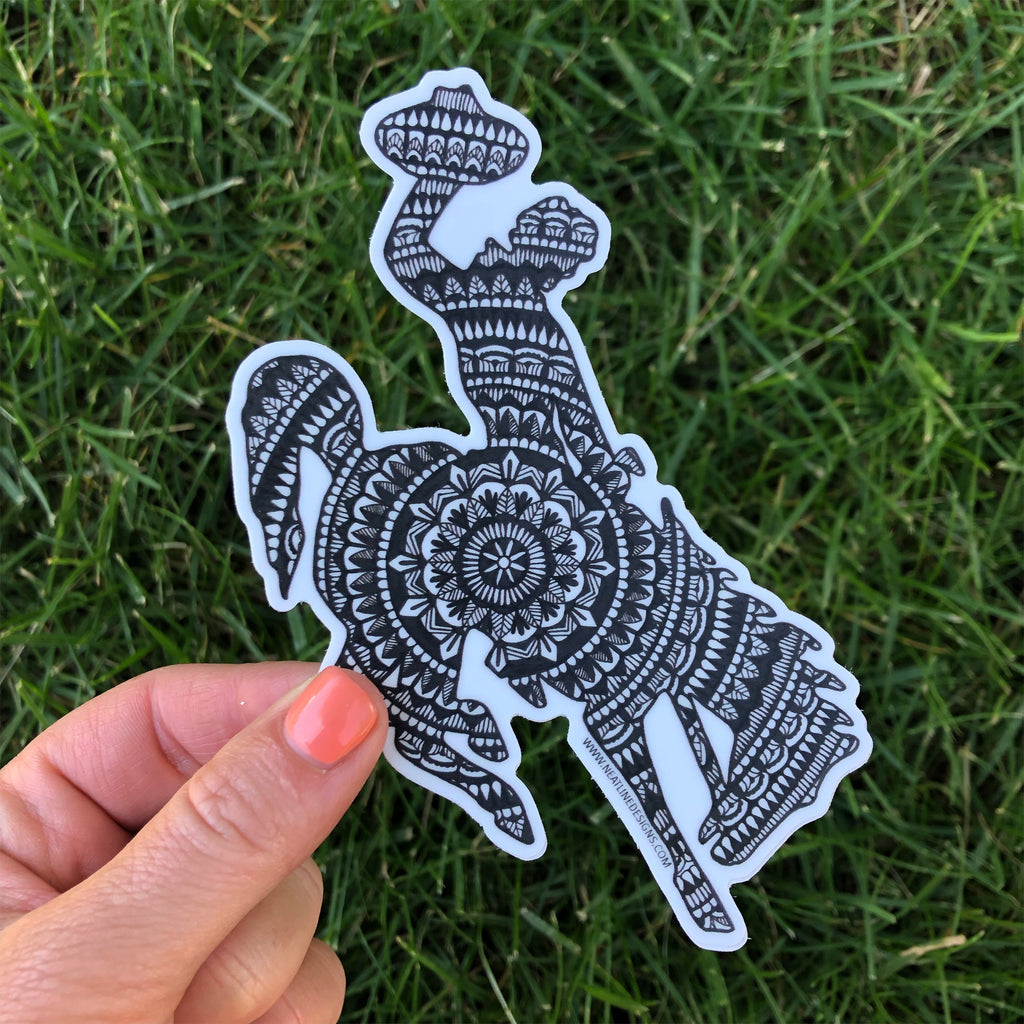 B&W Cowboy Sticker