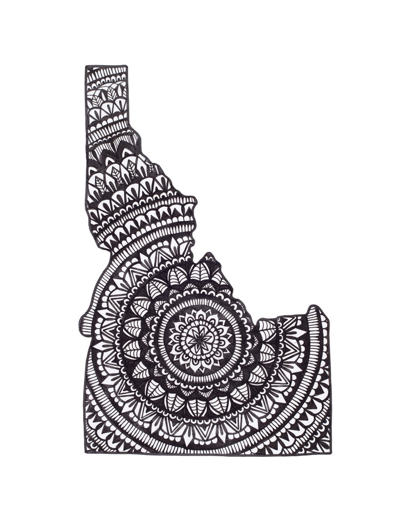 Black and White Idaho Mandala Card