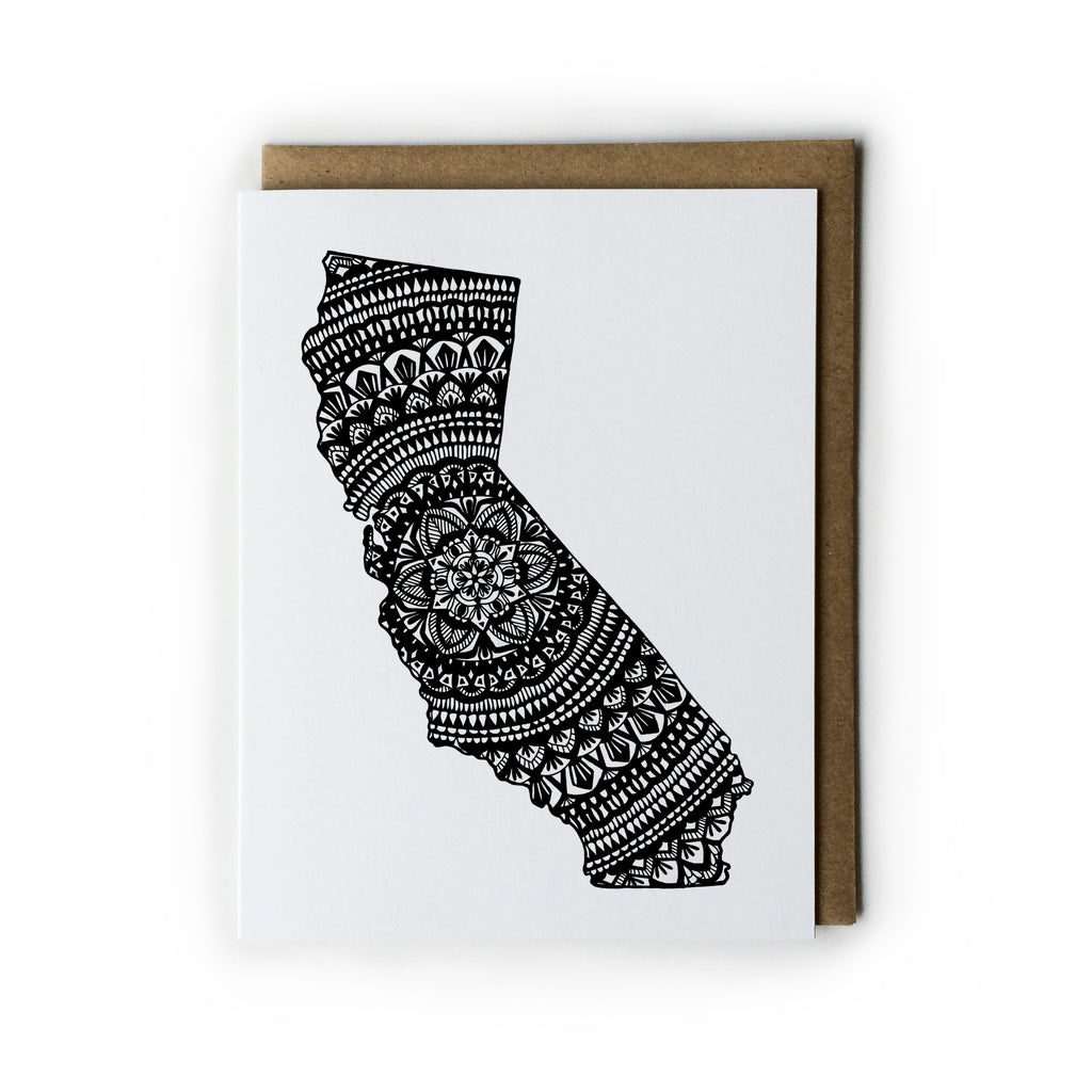 Black and White California Mandala Card