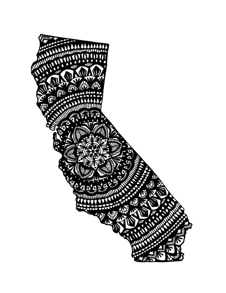 Black and White California Mandala Card