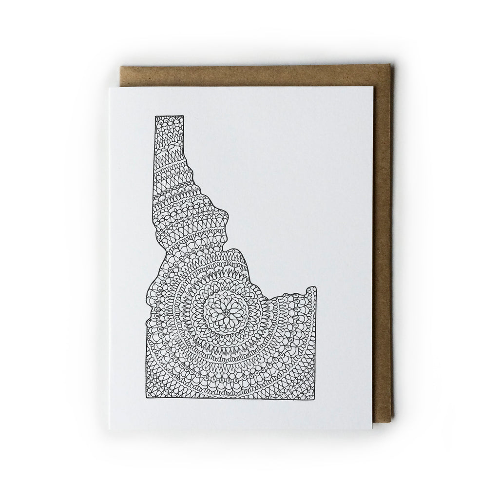 Idaho B&W Mandala Card