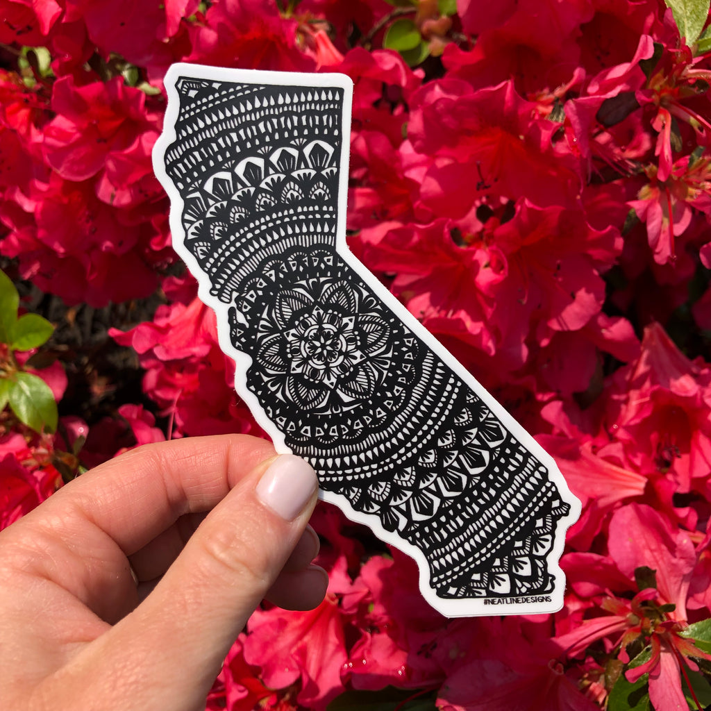 Black and White California Sticker