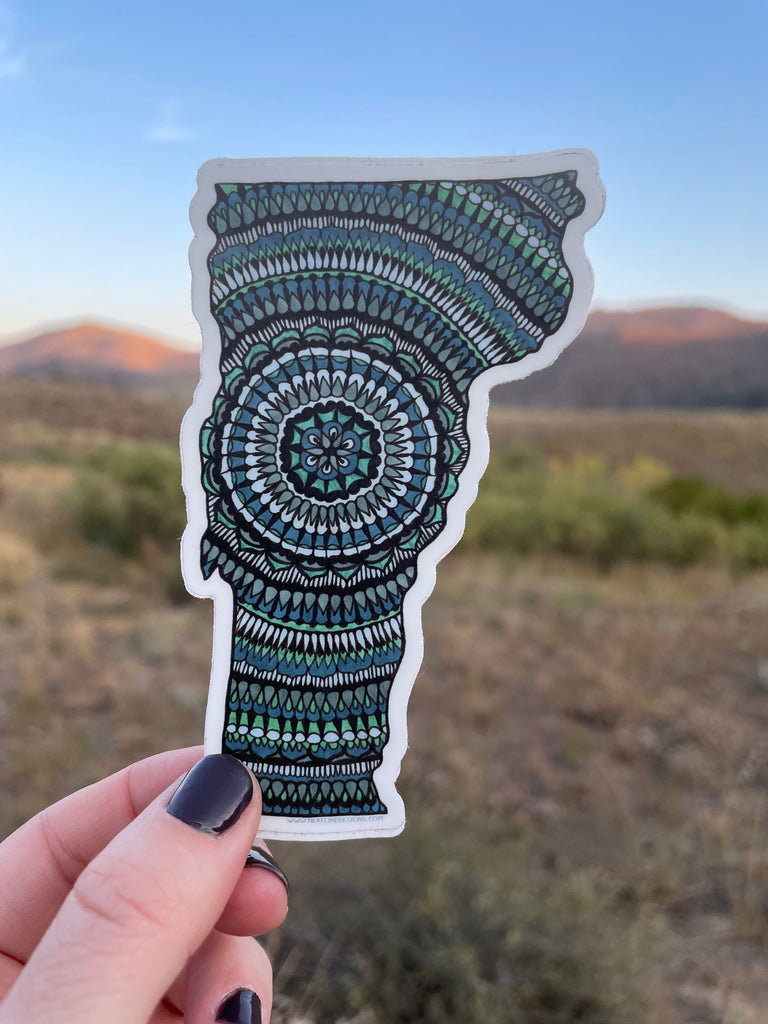 Blue Vermont Mandala Sticker