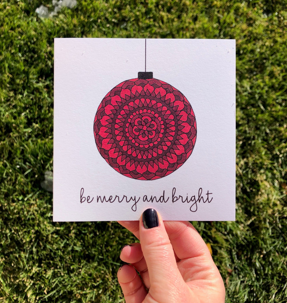Be Merry and Bright Holiday Mandala Ornament Greeting Card