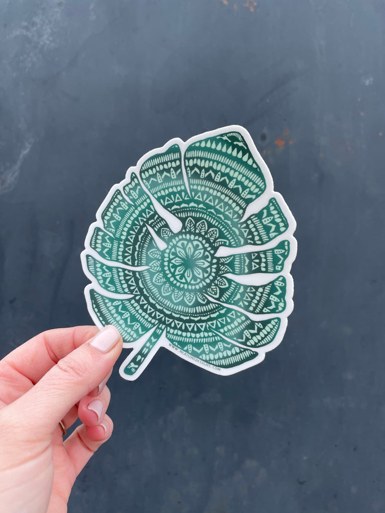 Monstera Leaf Mandala Sticker
