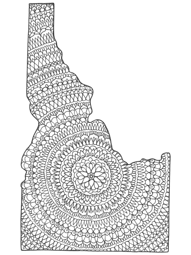 Idaho B&W Mandala Card