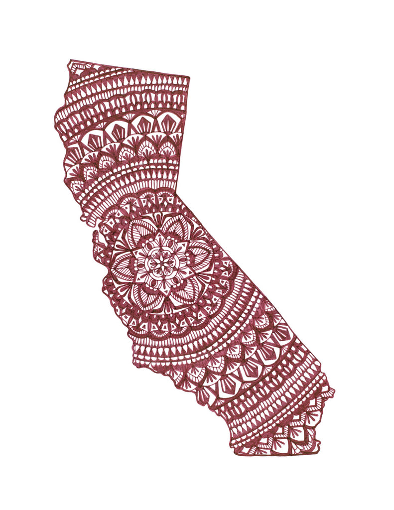 Maroon California Mandala Card