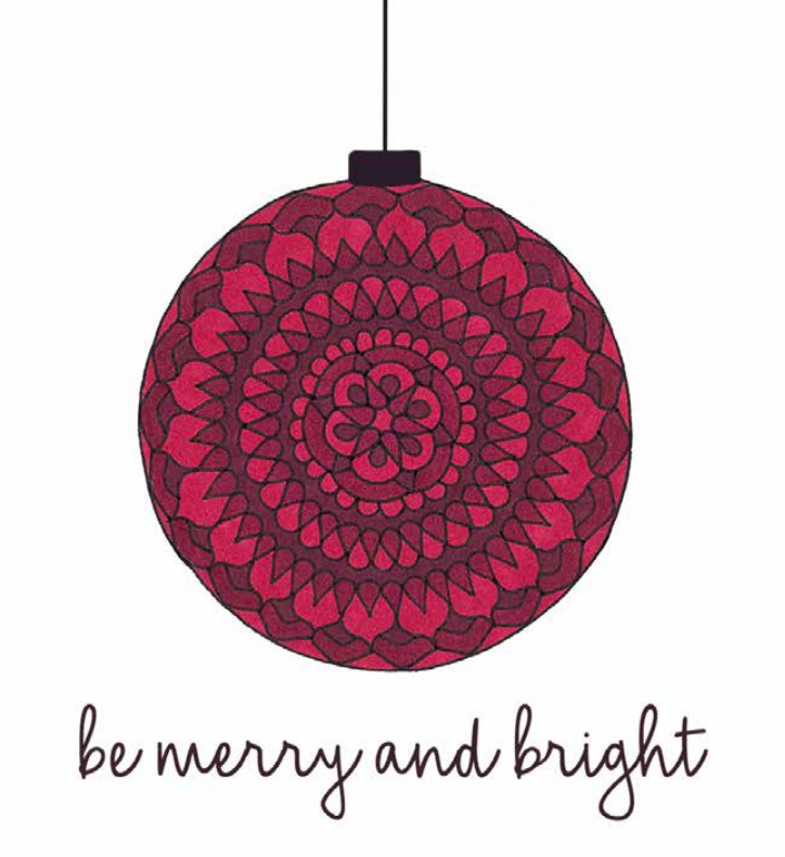 Be Merry and Bright Holiday Mandala Ornament Greeting Card