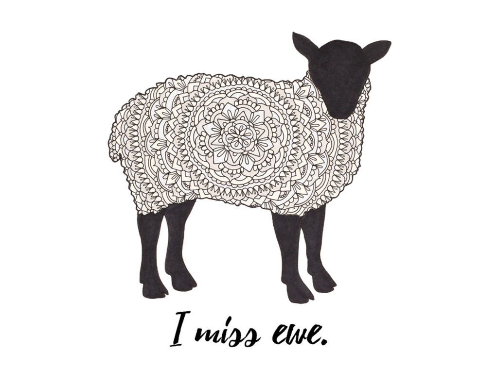 "I Miss Ewe" Sheep Card
