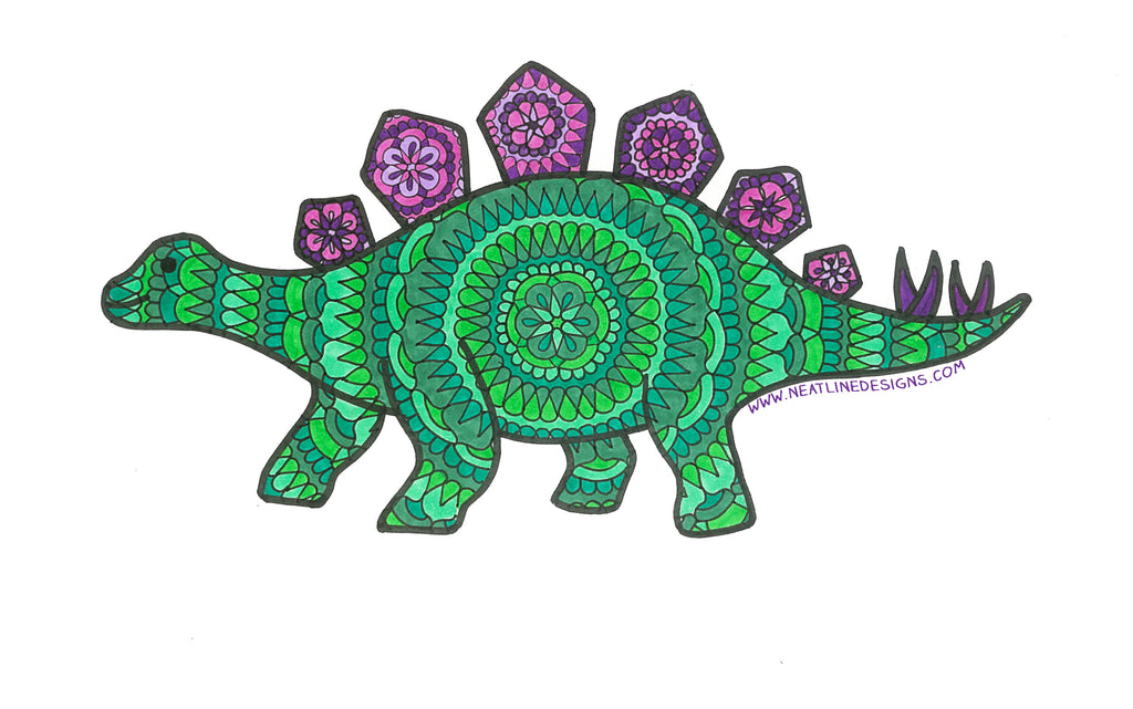 Stegosaurus Purple and Green Mandala 